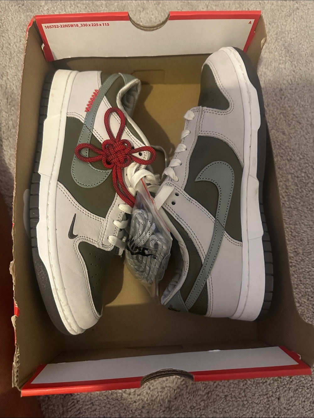 Nike Dunk Low Men’s Sneakers - Olive Green, White, Gray